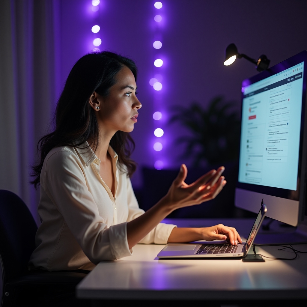 Lektor prezentuje online webinář o komunikaci s klienty